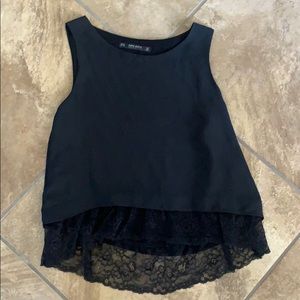 Black top with lace trim bottom